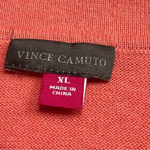 Vince Camuto Collared Vneck Sweater Coral Size XL - Picture 6 of 7